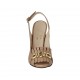 Sandalo da donna con plateau, catena e frange in pelle rosa beige tacco 11 - Misure disponibili: 32, 33, 34, 42