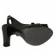 Woman's sandal with platform, chain and fringes in black leather heel 11 - Available sizes:  32, 33, 42, 46, 47