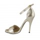 Chaussure ouverte pour femmes avec courroie en cuir lamé platine talon 11 - Pointures disponibles:  32, 42, 43, 44, 45, 46, 47