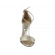 Zapato abierto con cinturon para mujer en piel laminada platino tacon 11 - Tallas disponibles:  32, 42, 43, 44, 45, 46, 47