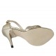 Scarpa aperta da donna con cinturino in pelle laminata platino tacco 11 - Misure disponibili: 32, 33, 34, 42, 43, 44, 45, 46, 47