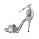 Scarpa aperta da donna con cinturino in pelle laminata argento tacco 11 - Misure disponibili: 32, 33, 34, 42, 43, 45, 46