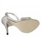 Zapato abierto con cinturon para mujer en piel laminada plateada tacon 11 - Tallas disponibles:  42, 43, 45, 46