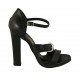 Scarpa aperta da donna con cinturino e fibbia in pelle nera tacco 11 - Misure disponibili: 32, 33, 34, 42, 43, 44, 46