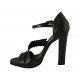 Scarpa aperta da donna con cinturino e fibbia in pelle nera tacco 11 - Misure disponibili: 32, 33, 34, 42, 43, 44, 46