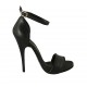 Scarpa aperta da donna con cinturino in pelle nera tacco 11 - Misure disponibili: 32, 33, 34, 42, 43, 45, 46, 47