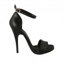 Woman's open shoe with strap in black leather heel 11