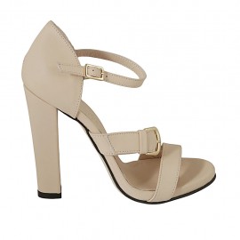 Zapato abierto para mujer con cinturon y hebilla en piel desnuda tacon 11 - Tallas disponibles:  32, 33, 34, 42, 43, 46, 47