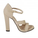 Chaussure ouverte pour femmes avec courroie et boucle en cuir nue talon 11