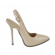 Slingback für Damen mit Plateau aus perligem nudefarbenem Leder Absatz 12 - Verfügbare Größen:  33, 34, 43, 44, 45