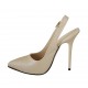 Slingback für Damen mit Plateau aus perligem nudefarbenem Leder Absatz 12 - Verfügbare Größen:  33, 34, 43, 44, 45
