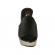 Sabo abierto para mujer en piel negra y charol oro con plataforma y tacon 10 - Tallas disponibles:  33, 34, 42, 43