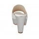 Woman's open mule in white leather and silver patent leather with platform and heel 10 - Available sizes:  34, 42, 43, 44