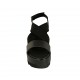 Sandalia para mujer con elastico, plataforma y cierre de velcro en piel laminada negra brillante cuña 6 - Tallas disponibles:  43, 44, 45