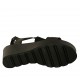 Sandalia para mujer con elastico, plataforma y cierre de velcro en piel laminada negra brillante cuña 6 - Tallas disponibles:  43, 44, 45
