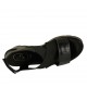 Sandalia para mujer con elastico, plataforma y cierre de velcro en piel laminada negra brillante cuña 6 - Tallas disponibles:  43, 44, 45