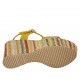 Woman's strap sandal with platform in yellow suede, yellow and platinum laminated leather and multicolored wedge heel 9 - Available sizes:  32, 33, 34, 42, 43, 44