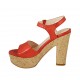 Woman's strap sandal with platform in red printed laminated suede heel 12 - Available sizes:  32, 33, 34, 42, 43, 44