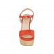 Woman's strap sandal with platform in red printed laminated suede heel 12 - Available sizes:  32, 33, 34, 42, 43, 44