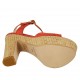 Sandalia con cinturon y plataforma para mujer en gamuza laminada y estampada roja tacon 12 - Tallas disponibles:  32, 33, 34, 42, 43, 44