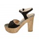 Sandale pour femmes avec courroie et plateforme en daim lamé et imprimé noir talon 12 - Pointures disponibles:  31, 32, 33, 34, 42, 43, 44