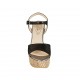 Sandale pour femmes avec courroie et plateforme en daim lamé et imprimé noir talon 12 - Pointures disponibles:  31, 32, 33, 34, 42, 43, 44