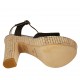 Sandale pour femmes avec courroie et plateforme en daim lamé et imprimé noir talon 12 - Pointures disponibles:  31, 32, 33, 34, 42, 43, 44