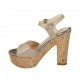 Sandale pour femmes avec courroie et plateforme en daim lamé et imprimé platine talon 12 - Pointures disponibles:  34, 42, 43, 44