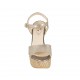 Sandale pour femmes avec courroie et plateforme en daim lamé et imprimé platine talon 12 - Pointures disponibles:  34, 42, 43, 44