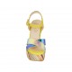 Sandale pour femmes avec courroie et plateforme en daim jaune, cuir verni holographique et tissu multicouleur talon 12 - Pointures disponibles:  31, 32, 34, 42, 43, 44