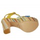 Sandale pour femmes avec courroie et plateforme en daim jaune, cuir verni holographique et tissu multicouleur talon 12 - Pointures disponibles:  31, 32, 34, 42, 43, 44