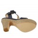 Woman's strap sandal in blue printed and laminated suede with platform and wedge heel 10 - Available sizes:  32, 34, 42, 43, 44