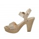 Sandale pour femmes en daim imprimé et lamé taupe avec courroie, plateforme et talon compensé 10 - Pointures disponibles:  32, 33, 34, 42, 43, 44, 45