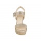 Sandale pour femmes en daim imprimé et lamé taupe avec courroie, plateforme et talon compensé 10 - Pointures disponibles:  32, 33, 34, 42, 43, 44, 45