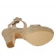 Sandale pour femmes en daim imprimé et lamé taupe avec courroie, plateforme et talon compensé 10 - Pointures disponibles:  32, 33, 34, 42, 43, 44, 45