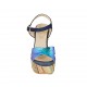 Sandalia para mujer con cinturon y plataforma en gamuza azul, charol holográfico multicolor y tejido multicolor tacon 12 - Tallas disponibles:  31, 32, 33, 34, 42, 43, 44, 45