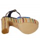 Sandalia para mujer con cinturon y plataforma en gamuza azul, charol holográfico multicolor y tejido multicolor tacon 12 - Tallas disponibles:  31, 32, 33, 34, 42, 43, 44, 45
