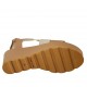 Sandalo da donna con elastico, plateau e velcro in pelle color cuoio zeppa 6 - Misure disponibili: 31, 33, 34, 42, 43, 44, 45, 46