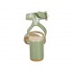 Sandalo da donna con cinturino alla caviglia in pelle laminata verde e platino tacco 7 - Misure disponibili: 31, 42, 43