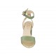Woman's sandal with anklestrap in green and platinum laminated leather heel 7 - Available sizes:  31, 42, 43
