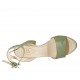 Woman's sandal with anklestrap in green and platinum laminated leather heel 7 - Available sizes:  31, 42, 43