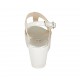Sandalo da donna in pelle bianca e vernice stampata argento con plateau e zeppa 6 - Misure disponibili: 31, 32, 43, 44, 45, 46
