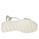 Sandalo da donna in pelle bianca e vernice stampata argento con plateau e zeppa 6 - Misure disponibili: 31, 32, 43, 44, 45, 46