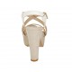 Sandalia para mujer con cinturon y plataforma en piel blanca y gamuza beis tacon 12 - Tallas disponibles:  33, 34, 42, 43, 44