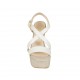 Sandalia para mujer con cinturon y plataforma en piel blanca y gamuza beis tacon 12 - Tallas disponibles:  33, 34, 42, 43, 44