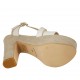 Sandalo da donna con cinturino e plateau in pelle bianca e camoscio beige tacco 12 - Misure disponibili: 33, 34, 42, 43, 44