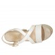 Sandalia para mujer con cinturon y plataforma en piel blanca y gamuza beis tacon 12 - Tallas disponibles:  33, 34, 42, 43, 44