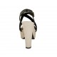 Sandalo da donna con cinturino e plateau in pelle nera e camoscio beige tacco 12 - Misure disponibili: 31, 32, 34, 42, 43, 44