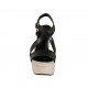 Sandalo da donna con cinturino e plateau in pelle nera e camoscio beige tacco 12 - Misure disponibili: 31, 32, 33, 34, 42, 43, 44, 45