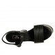 Sandalo con cinturino e plateau in pelle nera e tessuto grigio tacco 12 - Misure disponibili: 32, 33, 34, 42, 43, 44